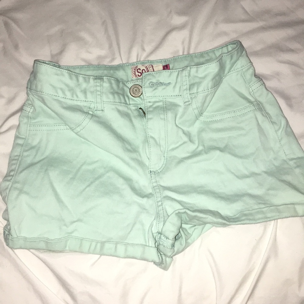 Mint green short shorts
